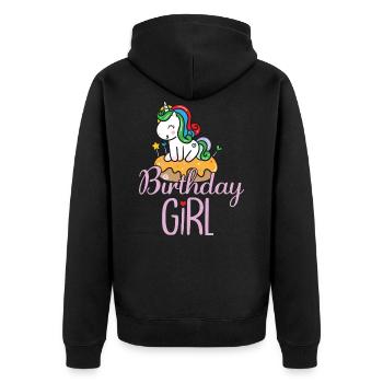 Licorne d'anniversaire fille - Veste à capuche bio Premium Unisexe - noir - Dos - Nico (187cm)