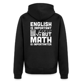 L'anglais est important mais les mathématiques sont plus importantes - Veste à capuche bio Premium Unisexe - noir - Dos - Nico (187cm)