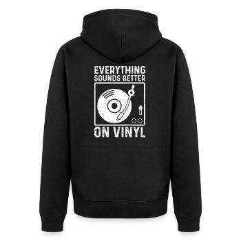 Everything Sounds Better On Vinyl - Musik - Unisex Premium Bio Zip Hoodie - Schwarz - Hinten - Nico (187cm)