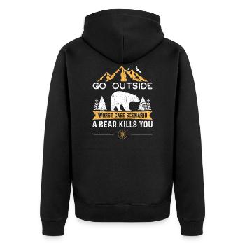Sortez du pire scénario Un ours vous tue - Veste à capuche bio Premium Unisexe - noir - Dos - Nico (187cm)