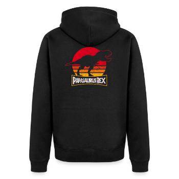 Papasaurus Rex - Father Dinosaurs - Papa Dino - Unisex Premium Organic Zip Hoodie - black - Back - Nico (187cm)