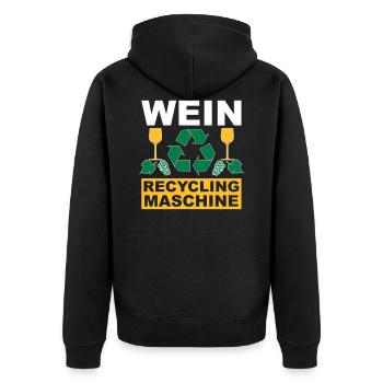Wein - Unisex Premium Bio Zip Hoodie - Schwarz - Hinten - Nico (187cm)