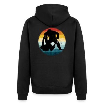 Retro Brazilian Jiu-Jitsu - Unisex Premium Bio Zip Hoodie - Schwarz - Hinten - Nico (187cm)