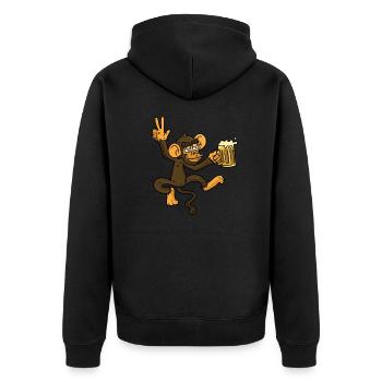 Singe de bière - Veste à capuche bio Premium Unisexe - noir - Dos - Nico (187cm)
