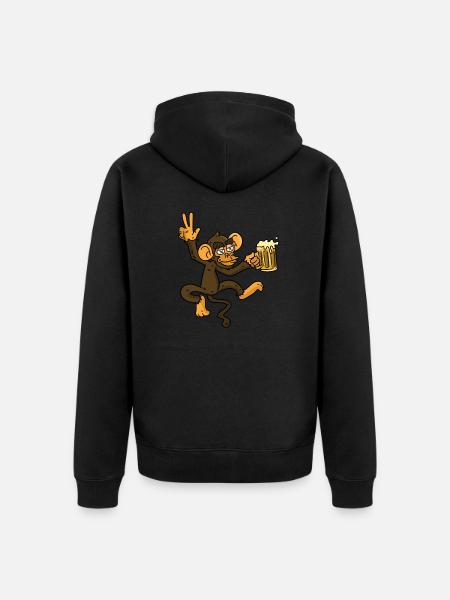 Singe de bière - Veste à capuche bio Premium Unisexe - noir