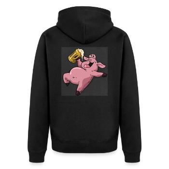 Drunk pig - Unisex Premium Organic Zip Hoodie - black - Back - Nico (187cm)