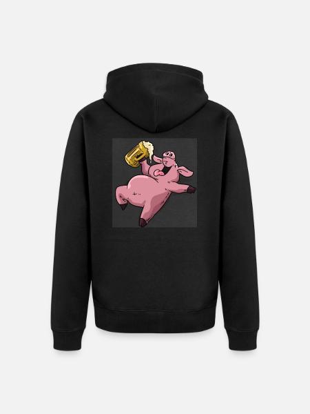 Drunk pig - Unisex Premium Organic Zip Hoodie - black