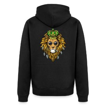 Löwe Hippie Stoner, der Unkraut raucht - Unisex Premium Bio Zip Hoodie - Schwarz - Hinten - Nico (187cm)
