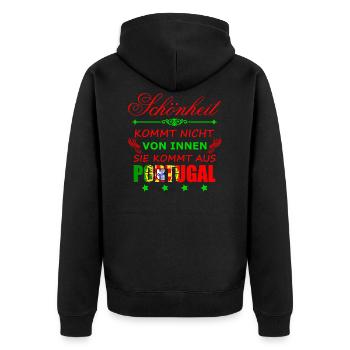 Portugal, Portugal Flagge,Portugiesisch, - Unisex Premium Bio Zip Hoodie - Schwarz - Hinten - Nico (187cm)