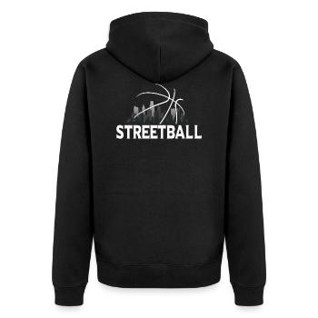 Streetball Skyline - Basket de rue - Veste à capuche bio Premium Unisexe - noir - Dos - Nico (187cm)
