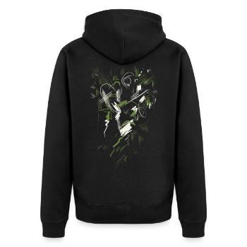 Abstrait vert blanc - Veste à capuche bio Premium Unisexe - noir - Dos - Nico (187cm)