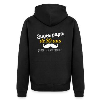 Super papa 30 ans cadeau anniversaire 30 ans - Veste à capuche bio Premium Unisexe - noir - Dos - Nico (187cm)
