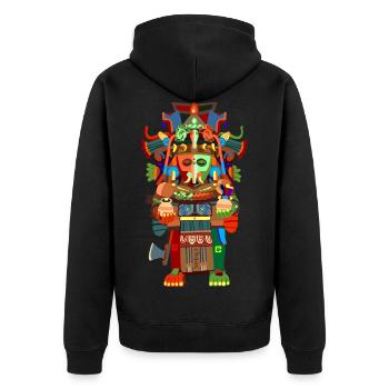 Chaac, dieu de la pluie maya - Veste à capuche bio Premium Unisexe - noir - Dos - Nico (187cm)
