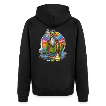 Hippie Stoner - Unisex Premium Bio Zip Hoodie - Schwarz - Hinten - Nico (187cm)
