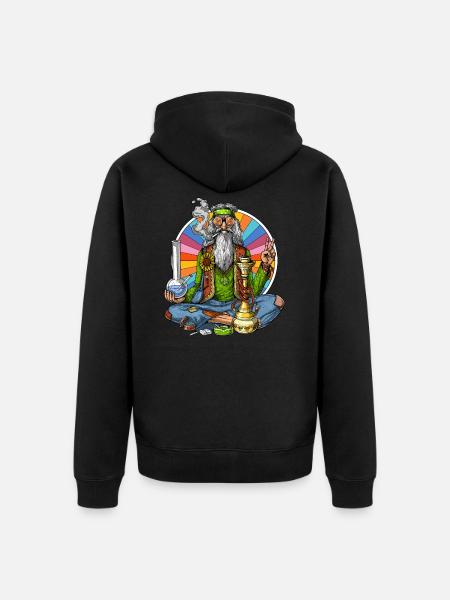 Hippie Stoner - Unisex Premium Organic Zip Hoodie - black