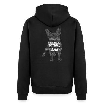 Französische Bulldoge - Unisex Premium Bio Zip Hoodie - Schwarz - Hinten - Nico (187cm)