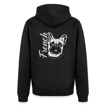 Französische Bulldoge - Unisex Premium Bio Zip Hoodie - Schwarz - Hinten - Nico (187cm)