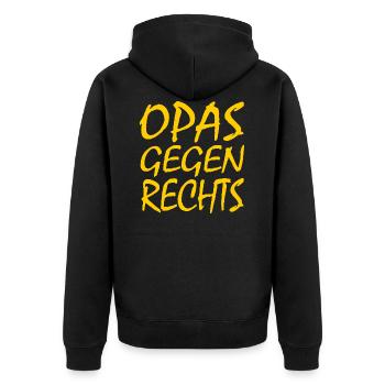 Opas gegen rechts - Unisex Premium Bio Zip Hoodie - Schwarz - Hinten - Nico (187cm)