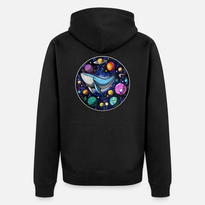 Baleine psychédélique - Veste à capuche bio Premium Unisexe - noir