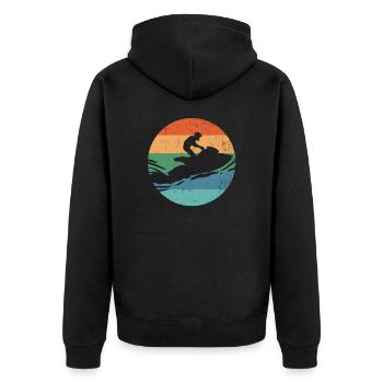 Jet ski vintage vacation - Unisex Premium Organic Zip Hoodie - black - Back - Nico (187cm)