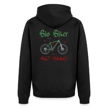 Mountainbike - Unisex Premium Bio Zip Hoodie - Schwarz - Hinten - Nico (187cm)