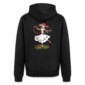 Hippie Zauberpilz - Unisex Premium Bio Zip Hoodie - Schwarz - Hinten - Nico (187cm)