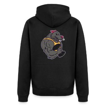 Musculation rat fitness haltères muscles - Veste à capuche bio Premium Unisexe - noir - Dos - Nico (187cm)