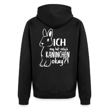 Kaninchen Hase Karnickel Häschen Spruch Geschenk - Unisex Premium Bio Zip Hoodie - Schwarz - Hinten - Nico (187cm)