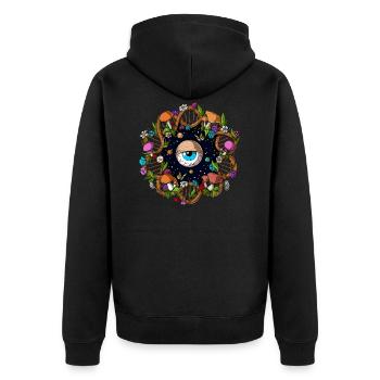 DNA-Zauberpilze - Unisex Premium Bio Zip Hoodie - Schwarz - Hinten - Nico (187cm)
