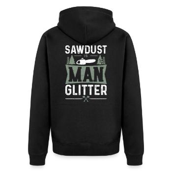 Sawdust Is Man Glitter - Holzfäller - Unisex Premium Bio Zip Hoodie - Schwarz - Hinten - Nico (187cm)