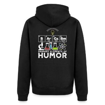 Sarcasm Primary Elements Of Humor - Sarcasm - Unisex Premium Organic Zip Hoodie - black - Back - Nico (187cm)