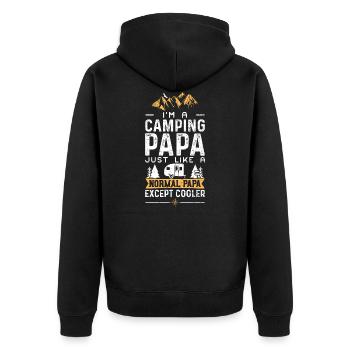 Je suis un papa de camping comme un papa normal sauf - Veste à capuche bio Premium Unisexe - noir - Dos - Nico (187cm)