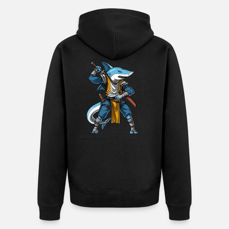 Hai Samurai Ninja - Unisex Premium Bio Zip Hoodie - Schwarz