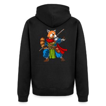 Red Panda Bear Ninja - Unisex Premium Organic Zip Hoodie - black - Back - Nico (187cm)