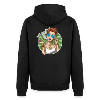Weed Stoner, der Cannabis raucht - Unisex Premium Bio Zip Hoodie - Schwarz - Hinten - Nico (187cm)