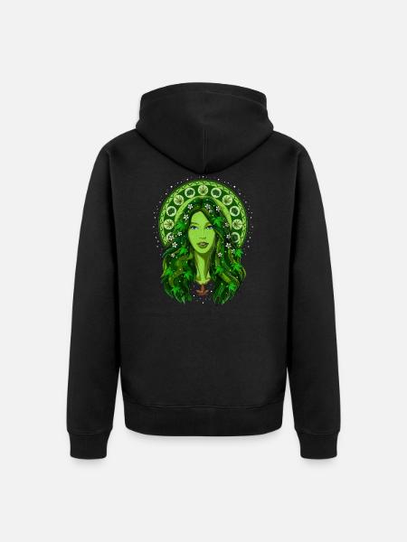 Weed Goddess Stoner - Unisex Premium Organic Zip Hoodie - black