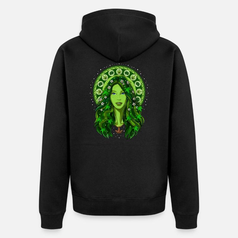 Déesse des mauvaises herbes Stoner - Veste à capuche bio Premium Unisexe - noir