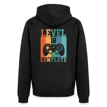 Level 18 Complete 18th birthday gaming - Unisex Premium Organic Zip Hoodie - black - Back - Nico (187cm)