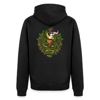 Ayahuasca Schlangenreise - Unisex Premium Bio Zip Hoodie - Schwarz - Hinten - Nico (187cm)