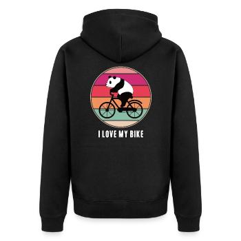 I Love My Bike Lustiger Panda Fahrrad Geschenk - Unisex Premium Bio Zip Hoodie - Schwarz - Hinten - Nico (187cm)