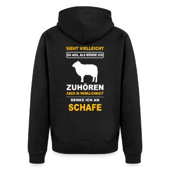 Schaf Schafe Hirte Schäfer Schafbesitzer Geschenk - Unisex Premium Bio Zip Hoodie - Schwarz - Hinten - Nico (187cm)