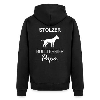 Bullterrier Bull Terrier Hund Hundeliebhaber Papa - Unisex Premium Bio Zip Hoodie - Schwarz - Hinten - Nico (187cm)