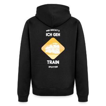 Trainspotter Train Züge Zug Trainspotting Geschenk - Unisex Premium Bio Zip Hoodie - Schwarz - Hinten - Nico (187cm)