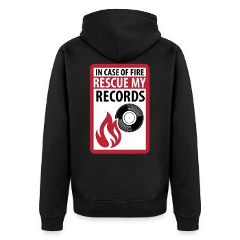 In Case of Fire Rescue My Records - musique vinyle - Veste à capuche bio Premium Unisexe - noir - Dos - Nico (187cm)