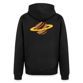 Planet Saturn / planet saturn / planète saturn - Unisex Premium Bio Zip Hoodie - Schwarz - Hinten - Nico (187cm)