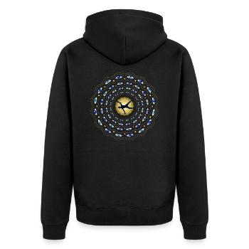 Psychedelische Reise - Unisex Premium Bio Zip Hoodie - Schwarz - Hinten - Nico (187cm)