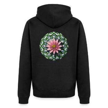 Psychedelic Peyote Cactus - Unisex Premium Organic Zip Hoodie - black - Back - Nico (187cm)