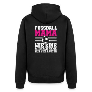 Fussball Mama Frauenfussball - Unisex Premium Bio Zip Hoodie - Schwarz - Hinten - Nico (187cm)