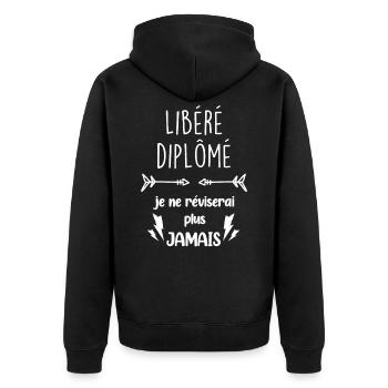 Libéré Diplômé je ne réviserai plus jamais - Veste à capuche bio Premium Unisexe - noir - Dos - Nico (187cm)