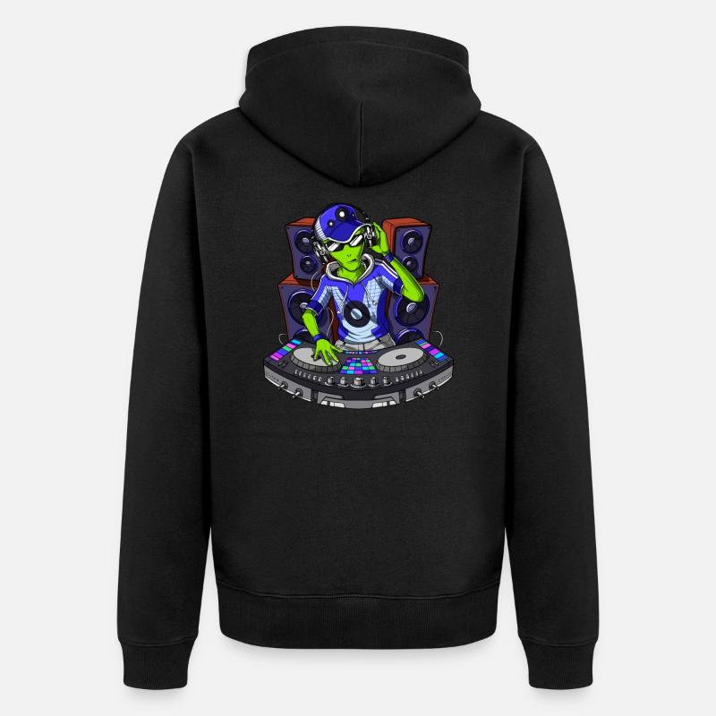 DJ extraterrestre de l'espace - Veste à capuche bio Premium Unisexe - noir